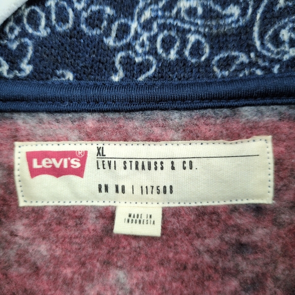 Levi's Hillen Cardigan Sweater Fleece Patchwork Handkerchief Button Up Men's XL - Picture 9 of 11